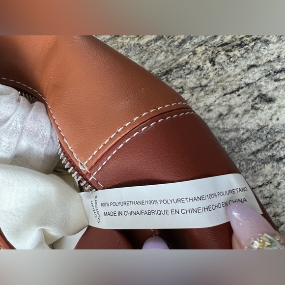 NWT URBAN OUTFITTERS Two Tone Brown Vegan Leather Handbag Purse Silver Accent - Picture 14 of 16